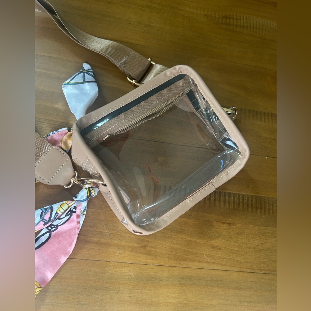 NWOT Buckle Transparent Crossbody Bag with Scarf Accent - Picture 2 of 8
